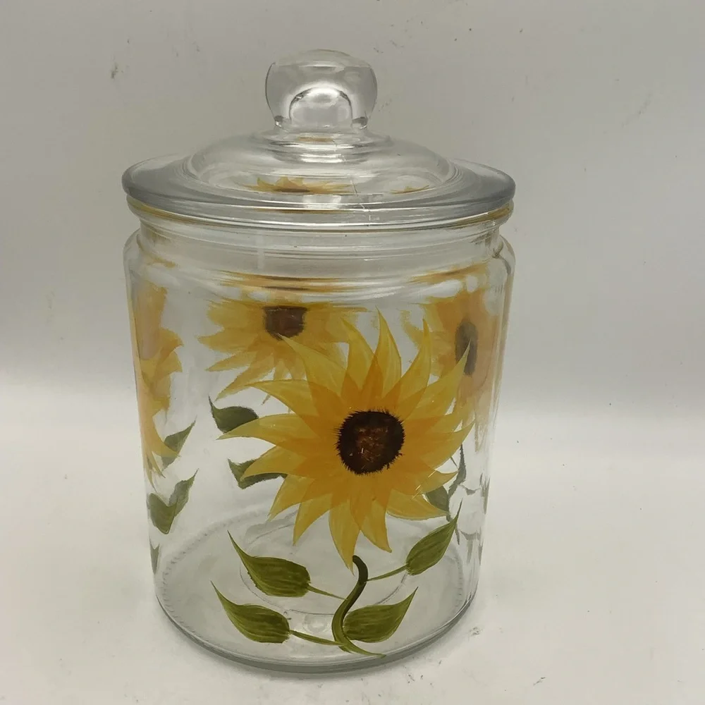 Sunflower Glass Canister with Lid